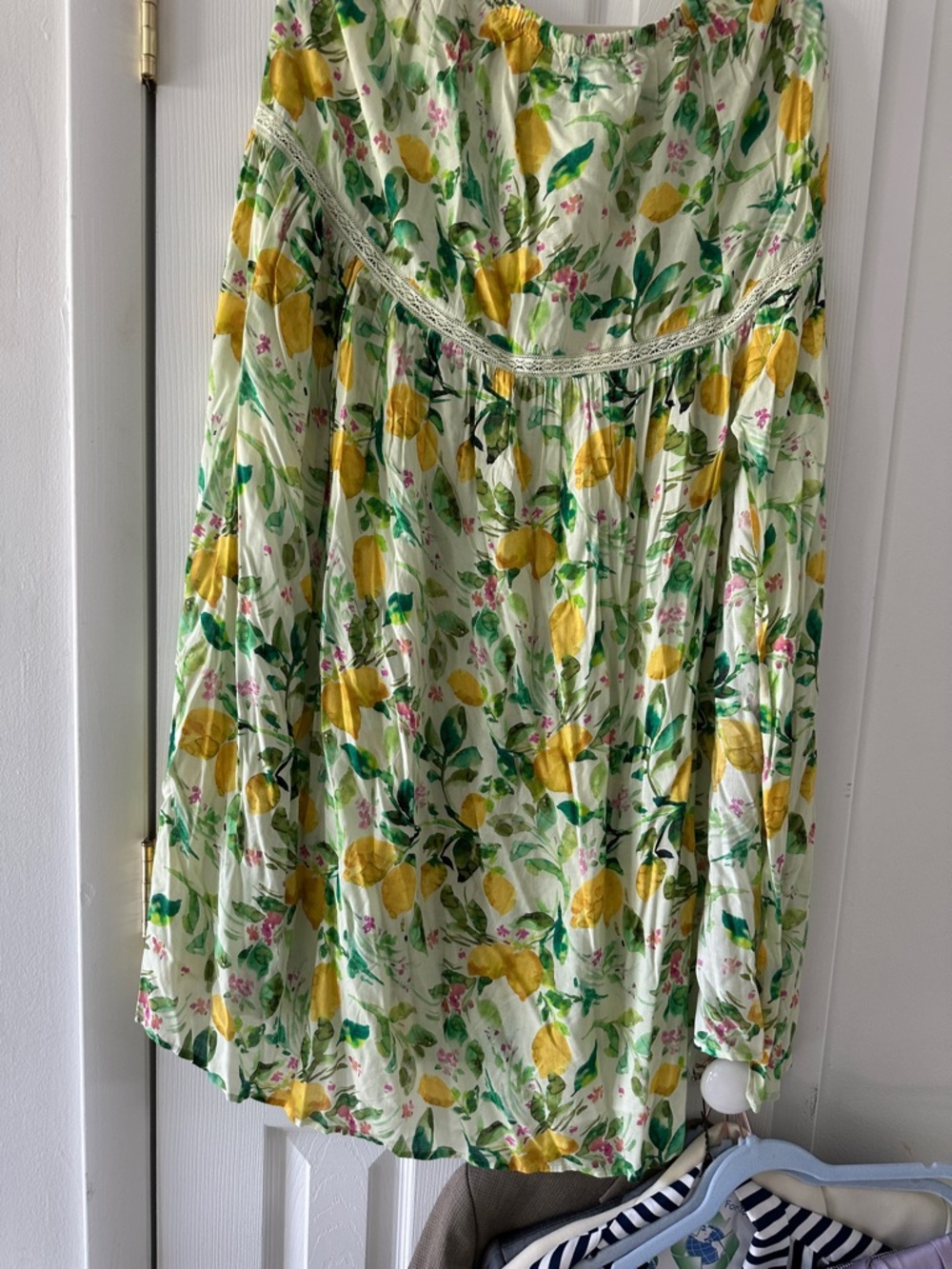 Pilyq Lemon Print A-Line Skirt - Yellow, Green, Pink on Cream